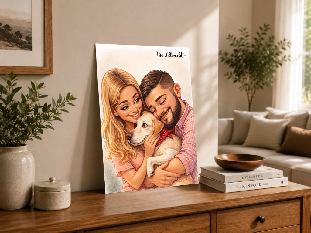 Familienporträt im Cartoon-Stil nach Foto, Ansicht 1