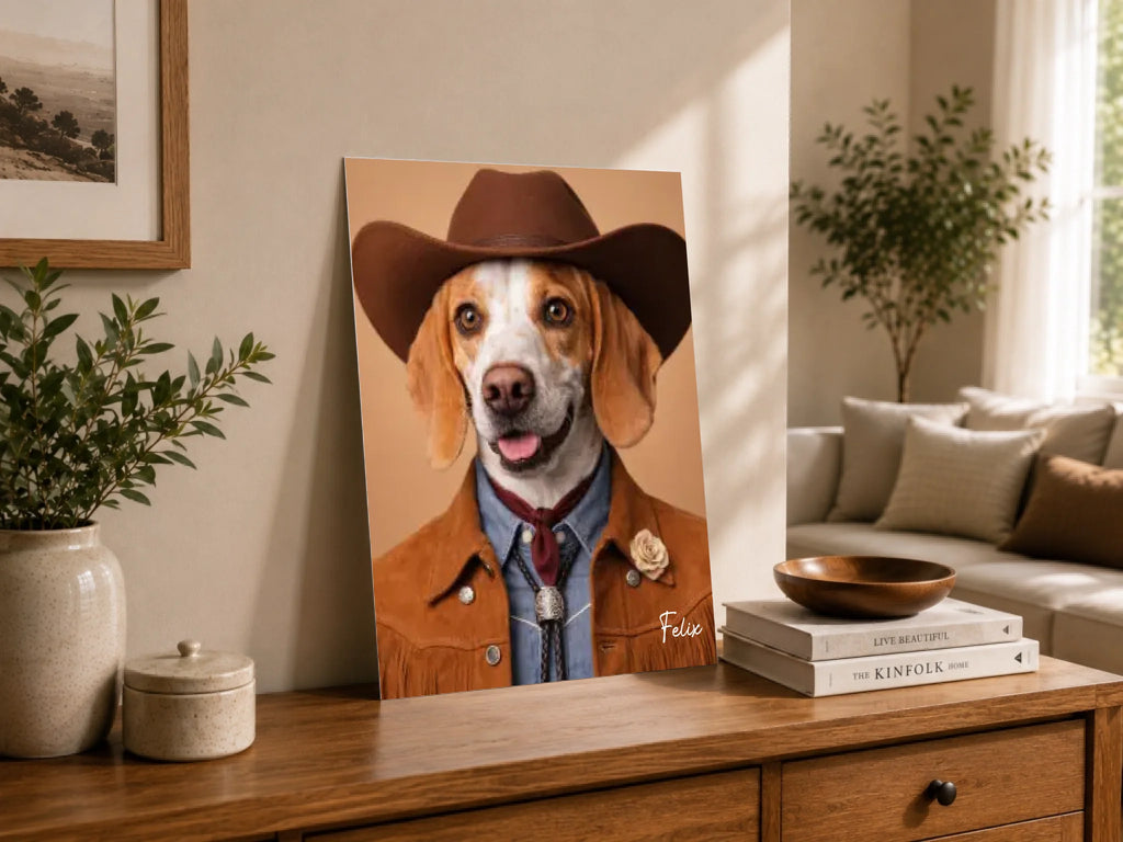 Cowboy-Haustierporträt, Ansicht 1