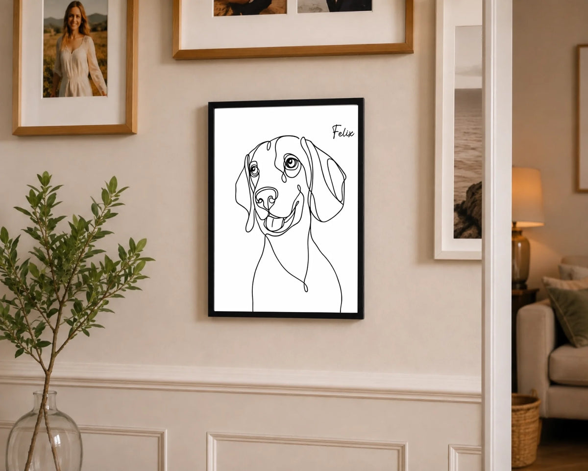 Hundeporträt als einlinige Kunst, Ansicht 8