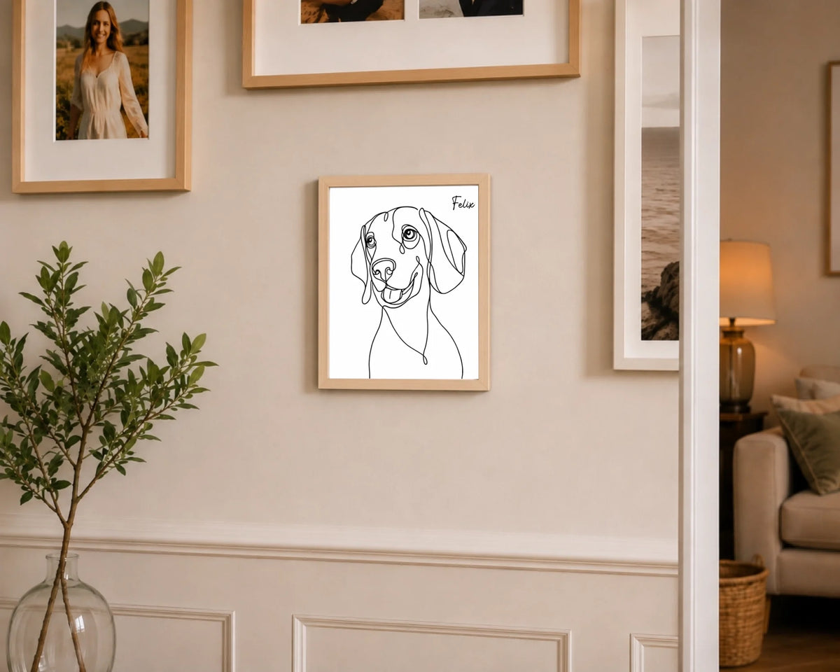 Hundeporträt als einlinige Kunst, Ansicht 12