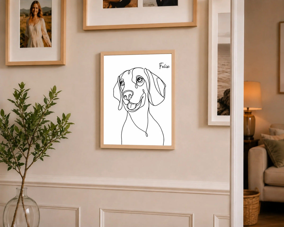 Hundeporträt als einlinige Kunst, Ansicht 13
