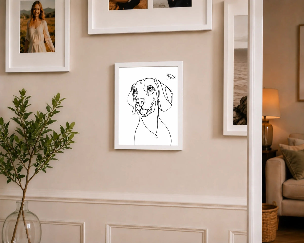 Hundeporträt als einlinige Kunst, Ansicht 17