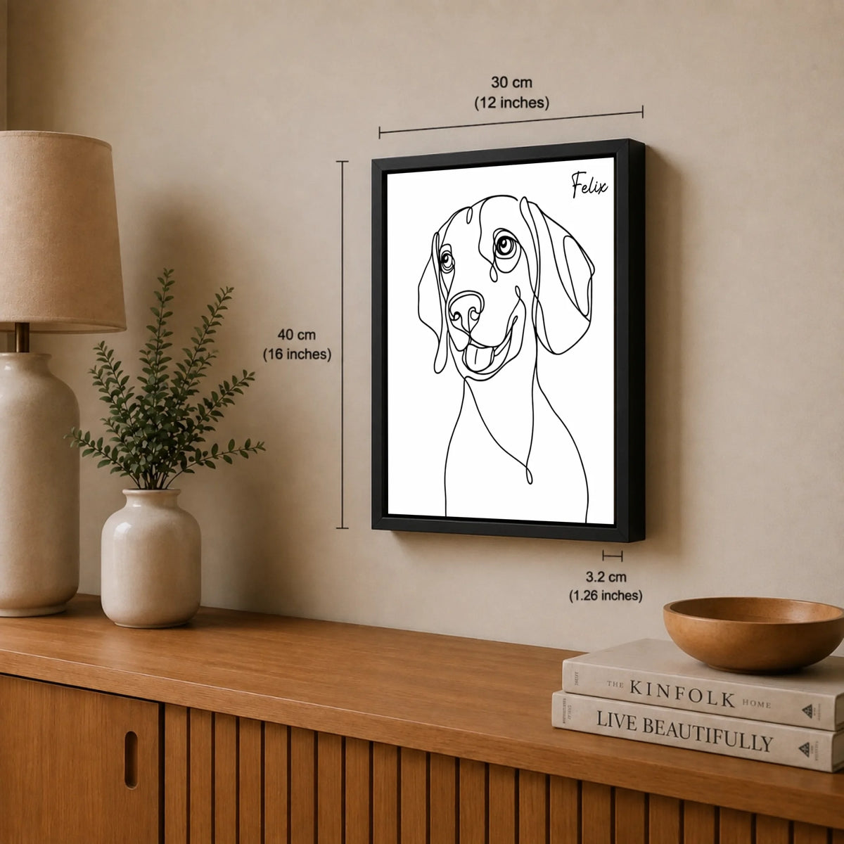 Hundeporträt als einlinige Kunst, Ansicht 22