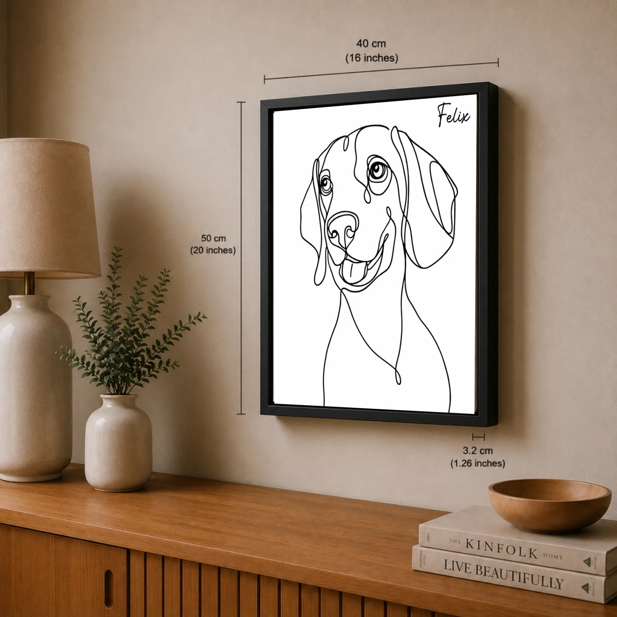 Hundeporträt als einlinige Kunst, Ansicht 24