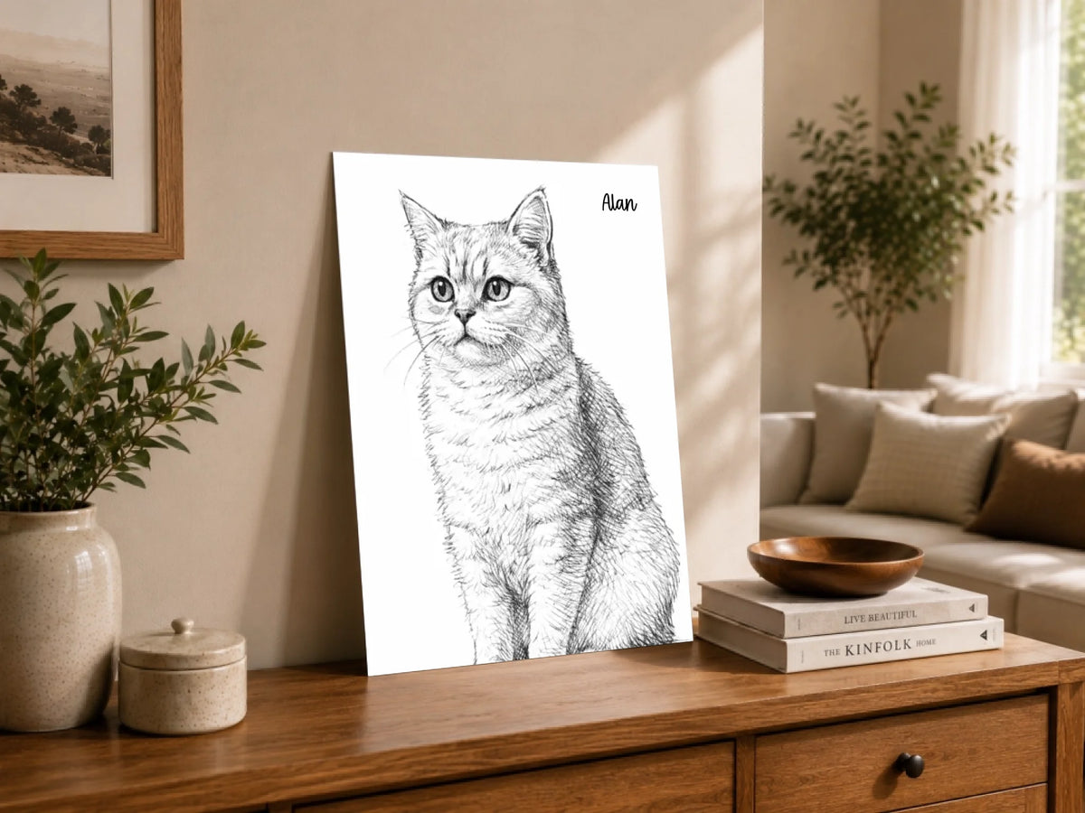 Katzenporträt als Linienkunst, Ansicht 1