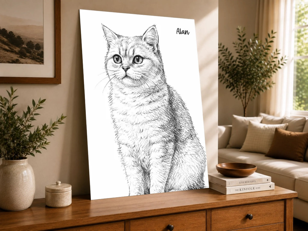 Katzenporträt als Linienkunst, Ansicht 3
