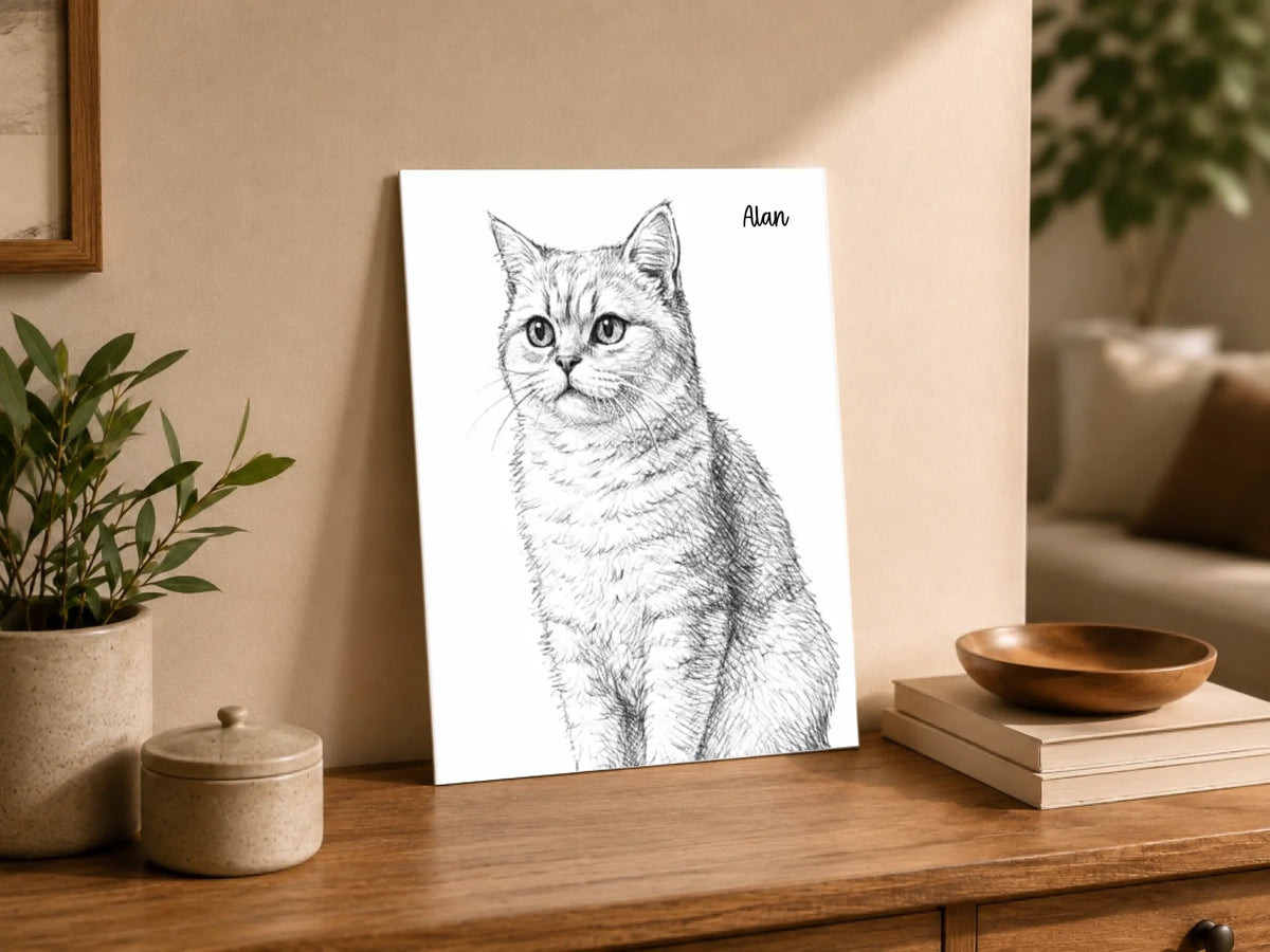 Katzenporträt als Linienkunst, Ansicht 4