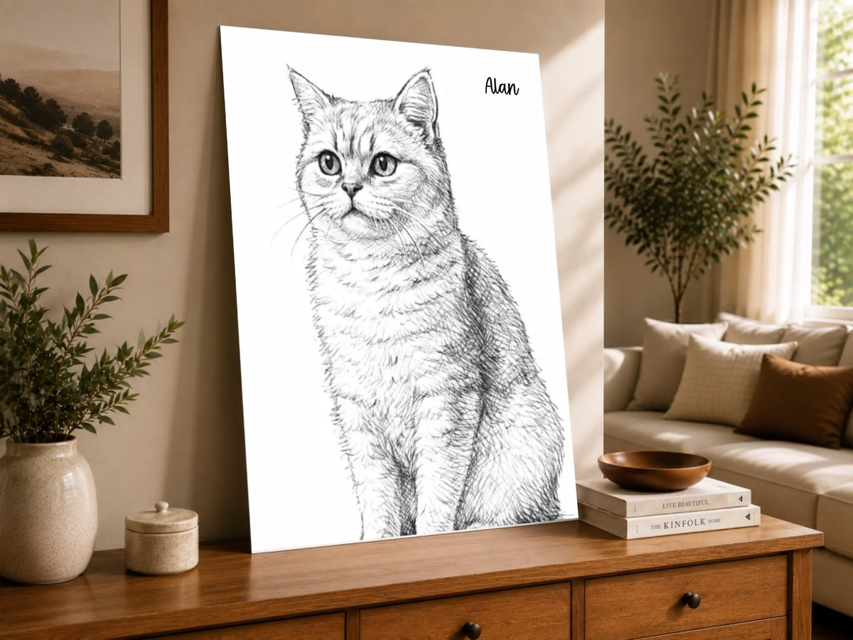 Katzenporträt als Linienkunst, Ansicht 5