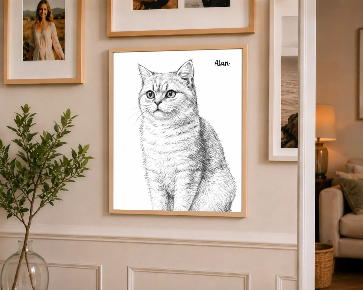 Katzenporträt als Linienkunst, Ansicht 6