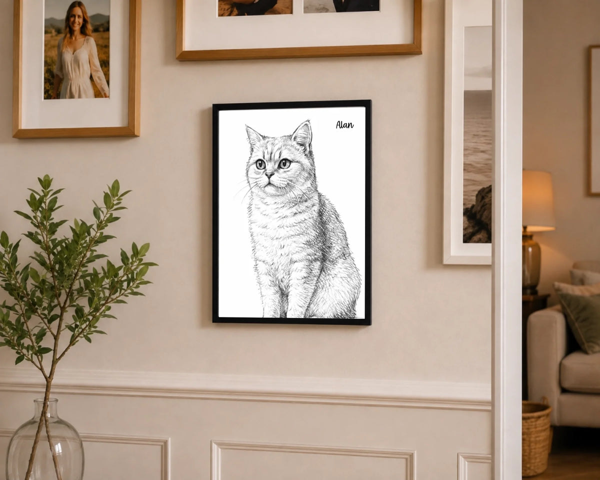 Katzenporträt als Linienkunst, Ansicht 8