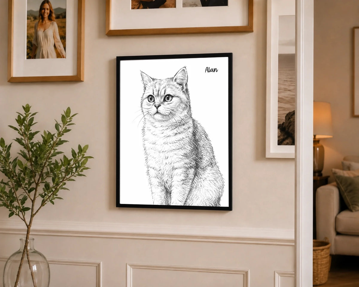 Katzenporträt als Linienkunst, Ansicht 9