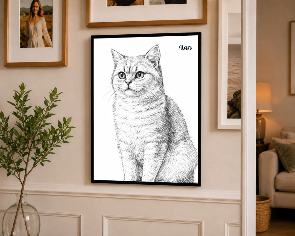 Katzenporträt als Linienkunst, Ansicht 10