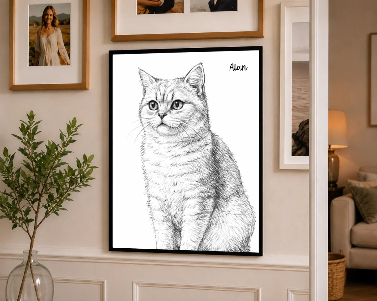 Katzenporträt als Linienkunst, Ansicht 11