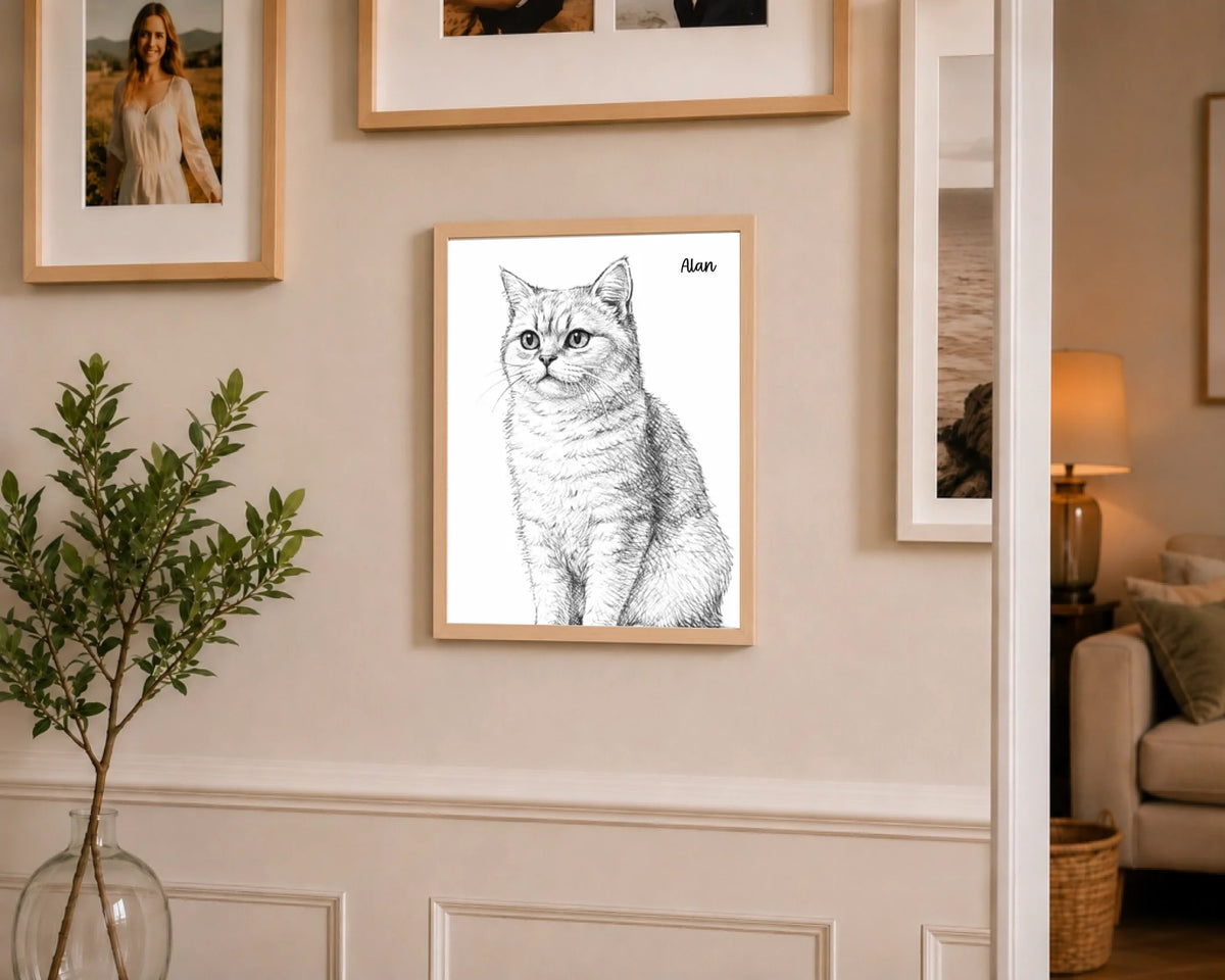 Katzenporträt als Linienkunst, Ansicht 13